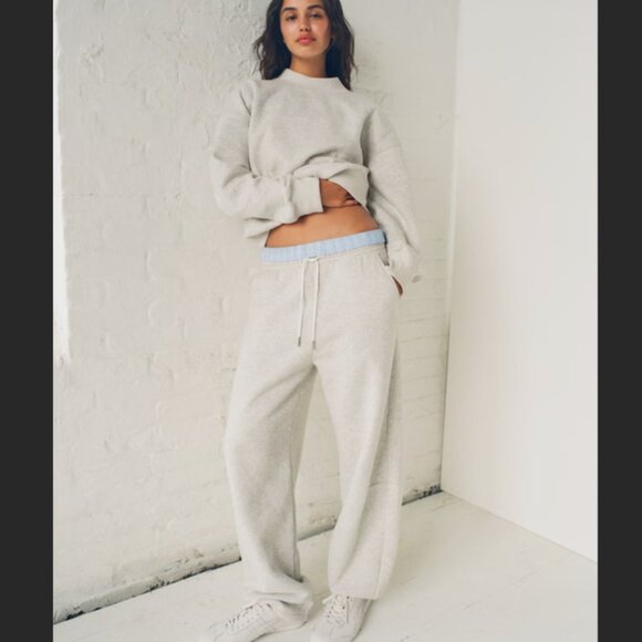 NWT ABERCROMBIE HIGH RISE BARREL SUNDAY SWEATPANTS--WOMEN'S SMALL--GREY - Picture 5 of 11